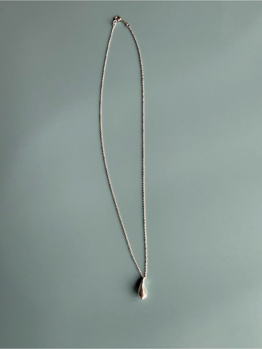 Authentic Tiffany & Co. Elsa Peretti Solid Teardrop Necklace 16” W/ COA